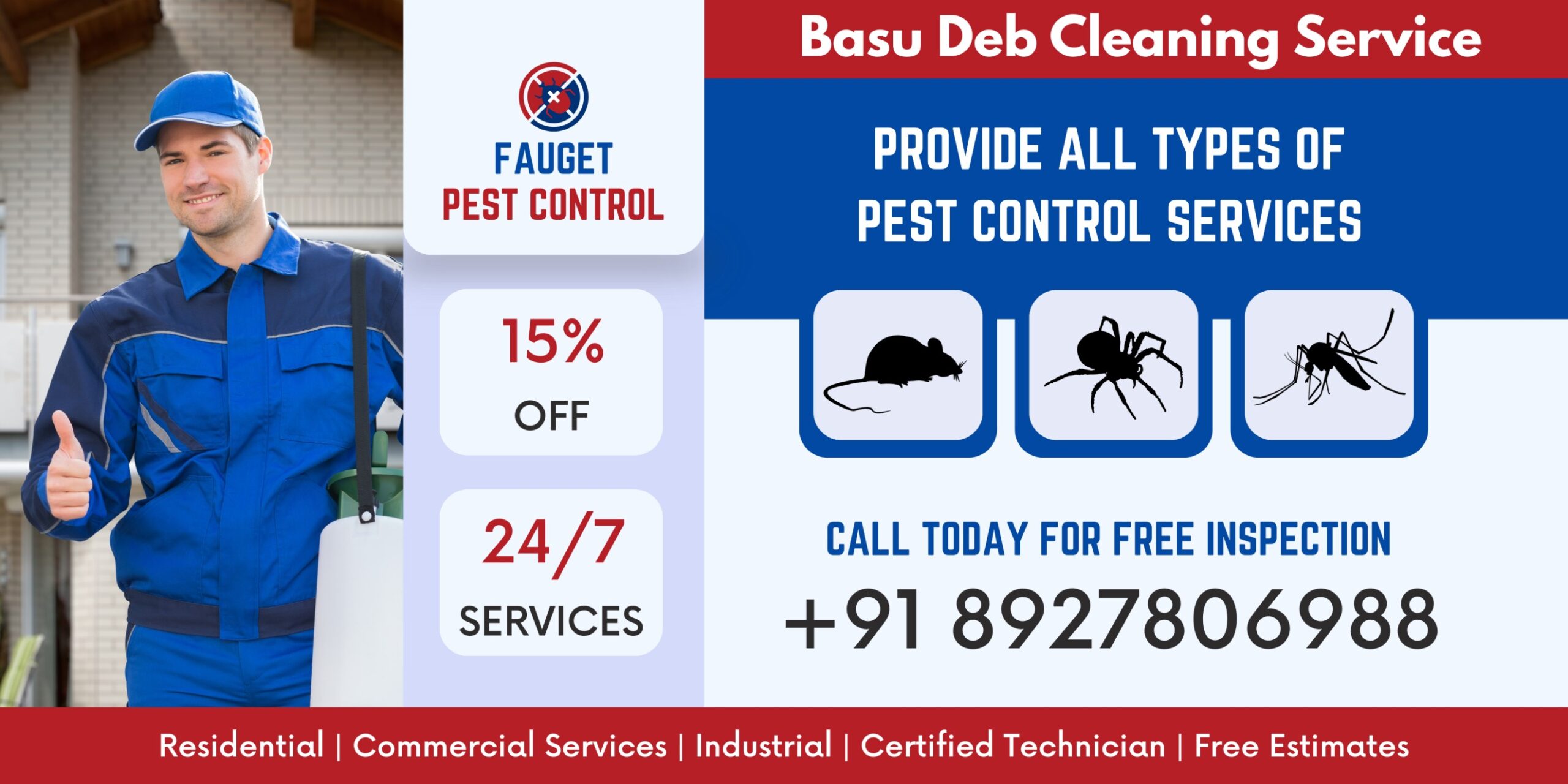 Blue and White Modern Cleaning Service Banner